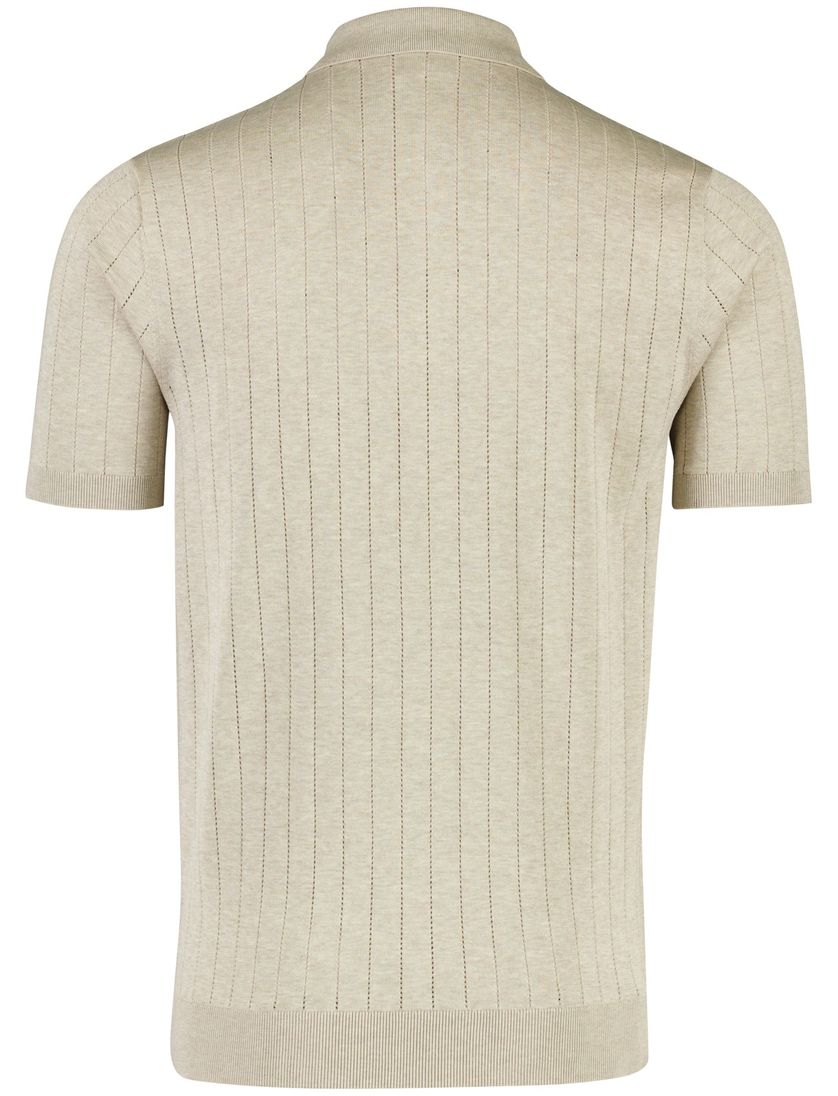 Poloshirt met rits beige Profuomo normale fit