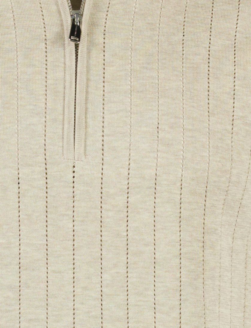 Poloshirt met rits beige Profuomo normale fit