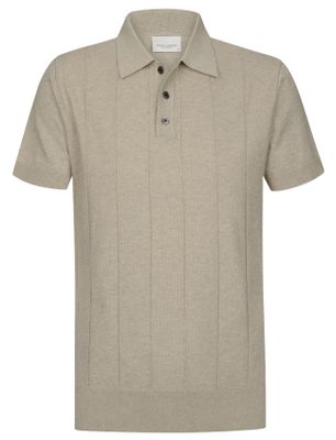 Profuomo Profuomo polo beige pique strepen textuur