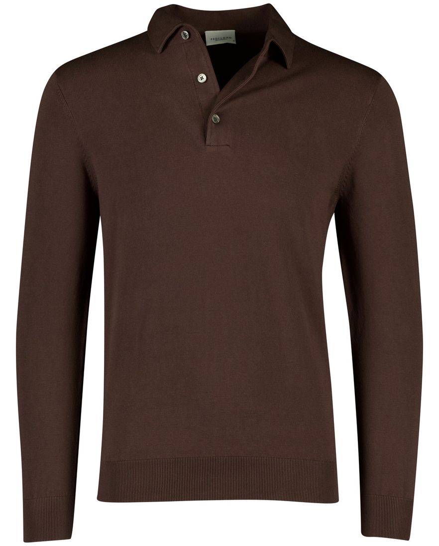 Bruine polo normale fit 3 knoopjes Profuomo