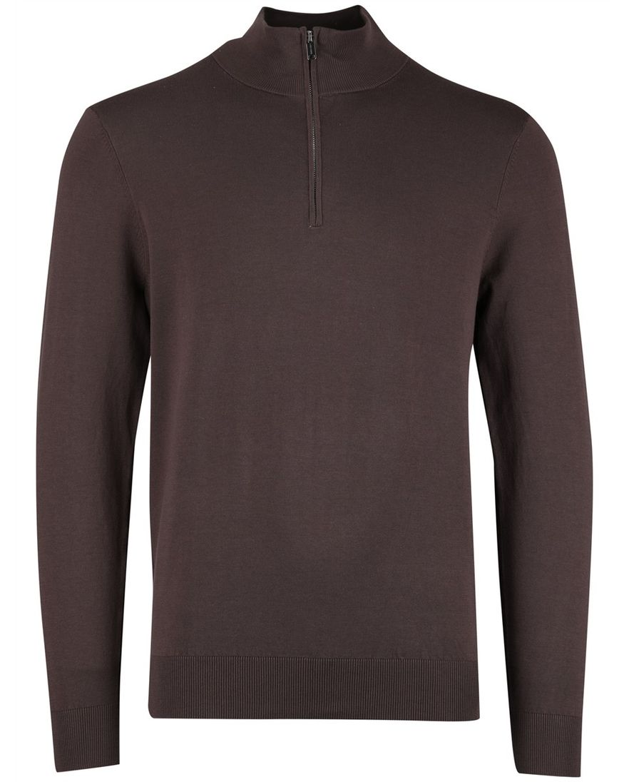 Bruine Gentiluomo half zip trui tencel