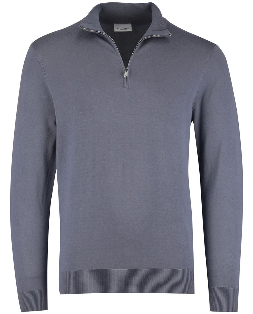 Blauwe Gentiluomo half zip trui tencel