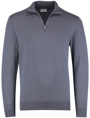 Profuomo Half zip pullover blauw Profuomo tencel