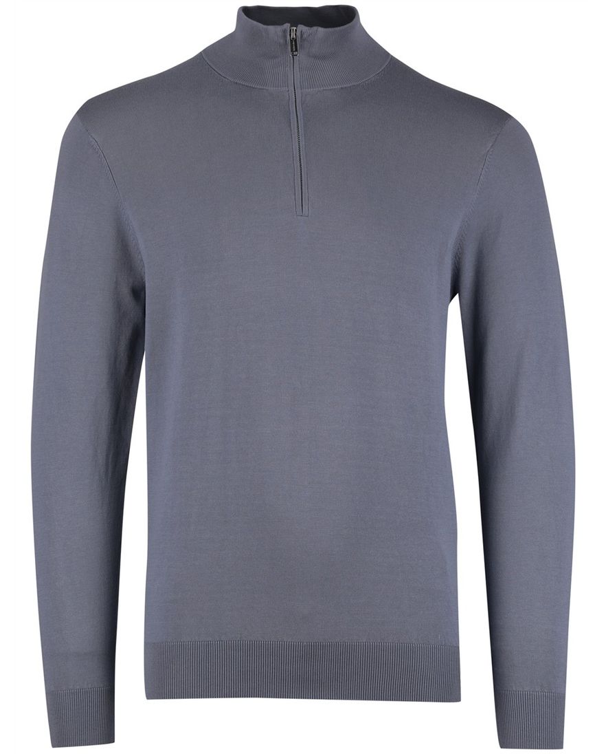 Blauwe Gentiluomo half zip trui tencel