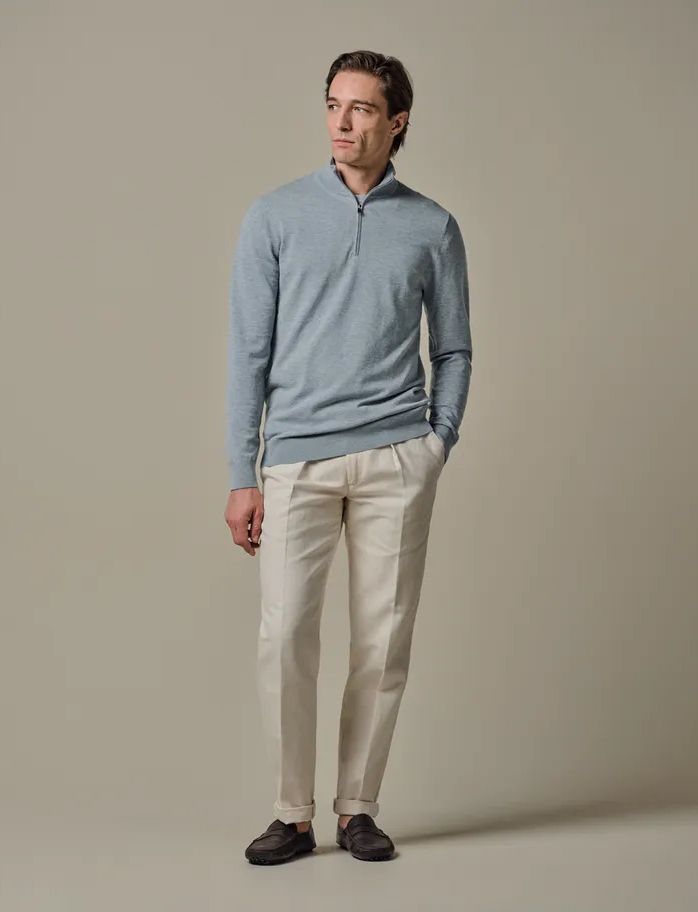 Half zip pullover grijs Profuomo tencel