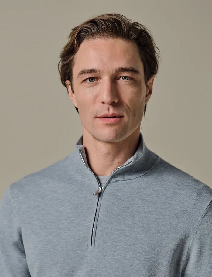 Half zip pullover grijs Profuomo tencel