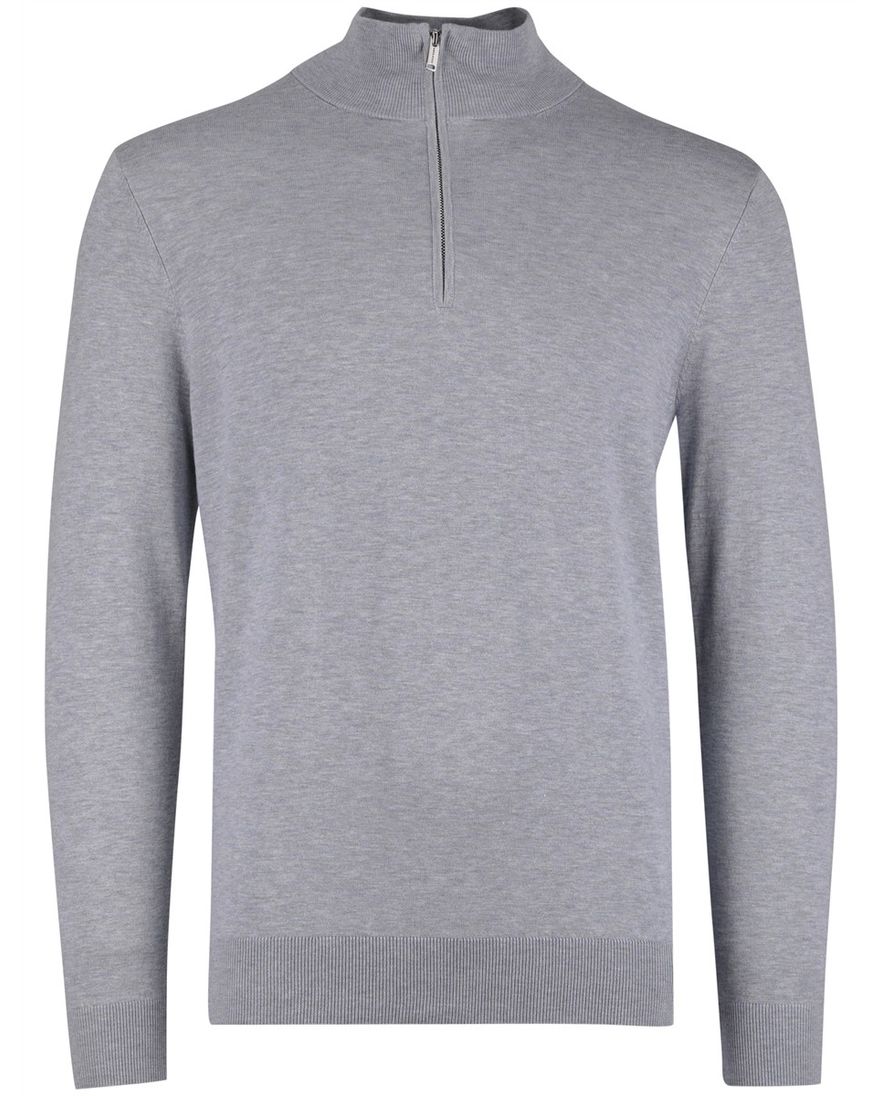 Grijze half zip trui Gentiluomo gemeleerd