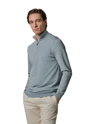 Profuomo Half zip pullover grijs Profuomo tencel