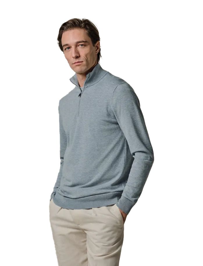 Half zip pullover grijs Profuomo tencel