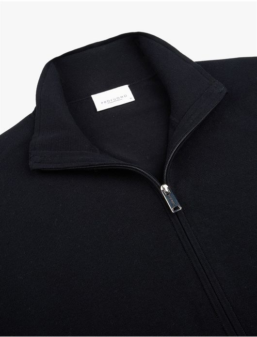 Gentiluomo half zip trui zwart gebreid tencel