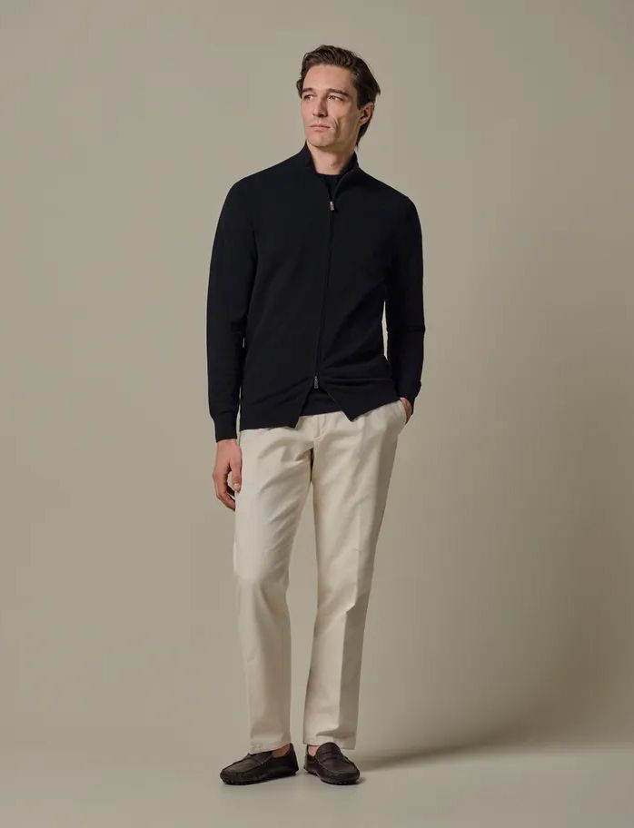 Half zip pullover zwart Profuomo tencel