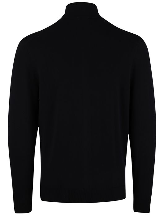 Gentiluomo half zip trui zwart gebreid tencel