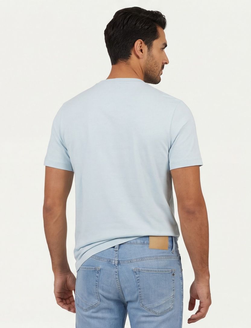 t-shirt Boss Green tee stretch lichtblauw logo