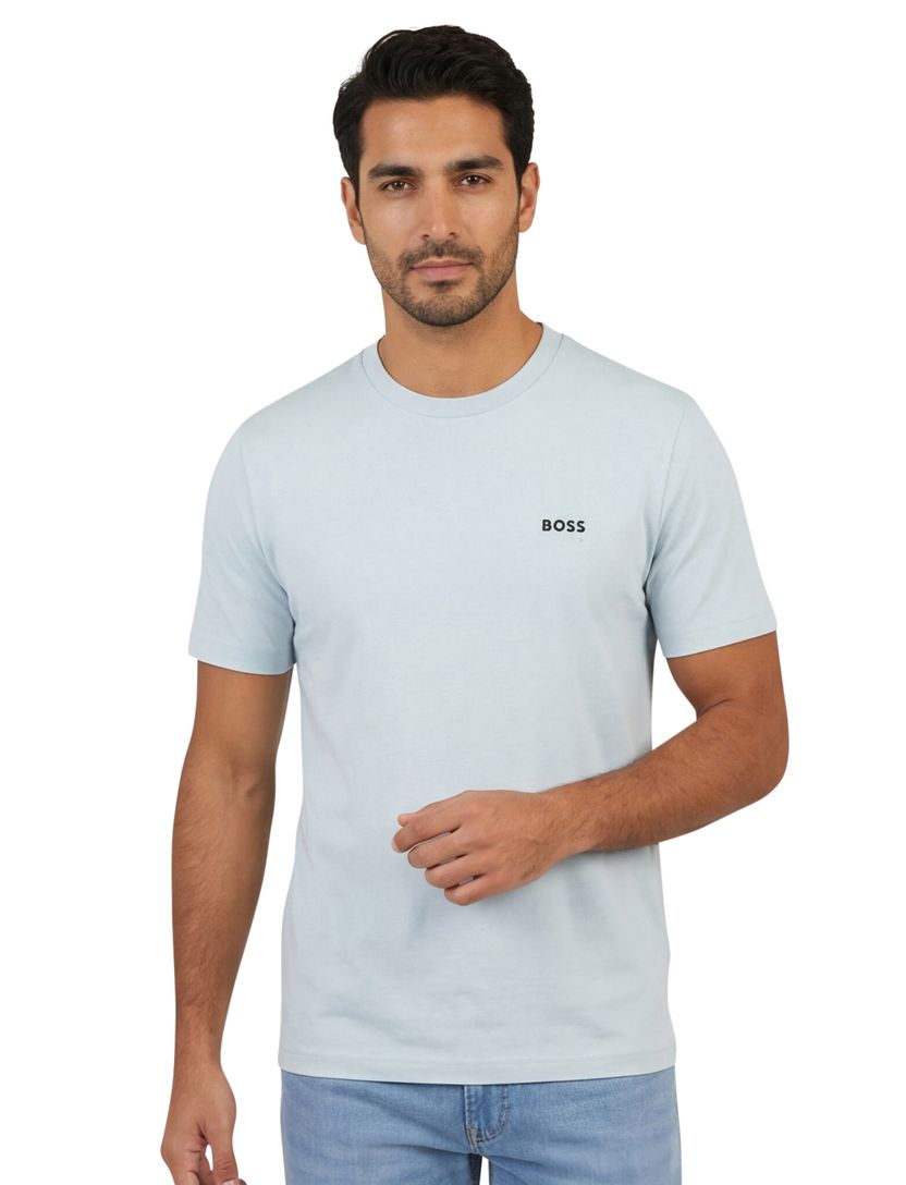 t-shirt Boss Green tee stretch lichtblauw logo