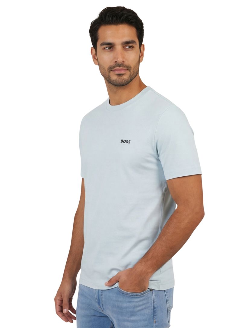 t-shirt Boss Green tee stretch lichtblauw logo