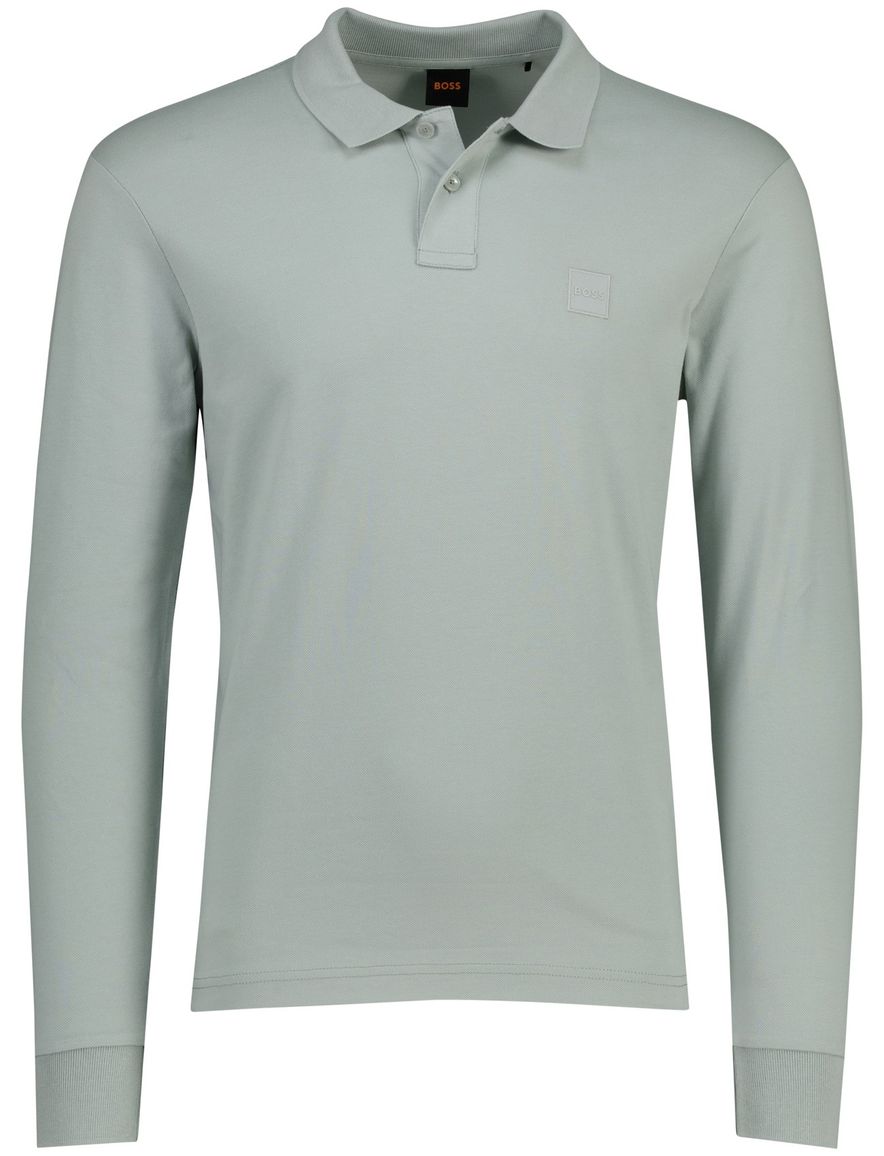 Boss Orange Passerby zilver poloshirt lange mouwen