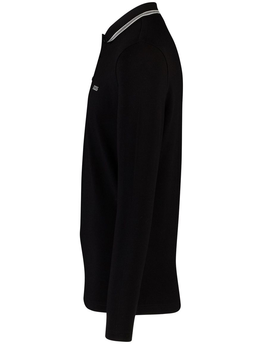 BOSS Black Plisy Poloshirt zwart lange mouw