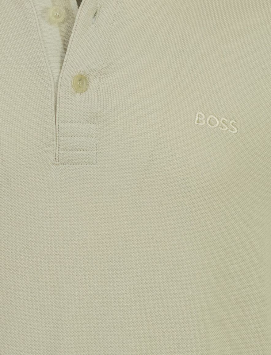 BOSS Green Plisy regular fit poloshirt lange mouw beige