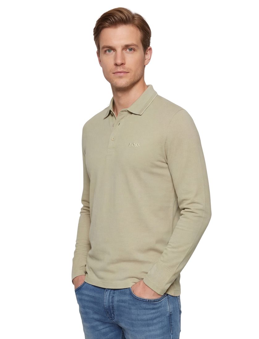 Poloshirt Boss Green Plisy beige 3 knoopjes normale fit