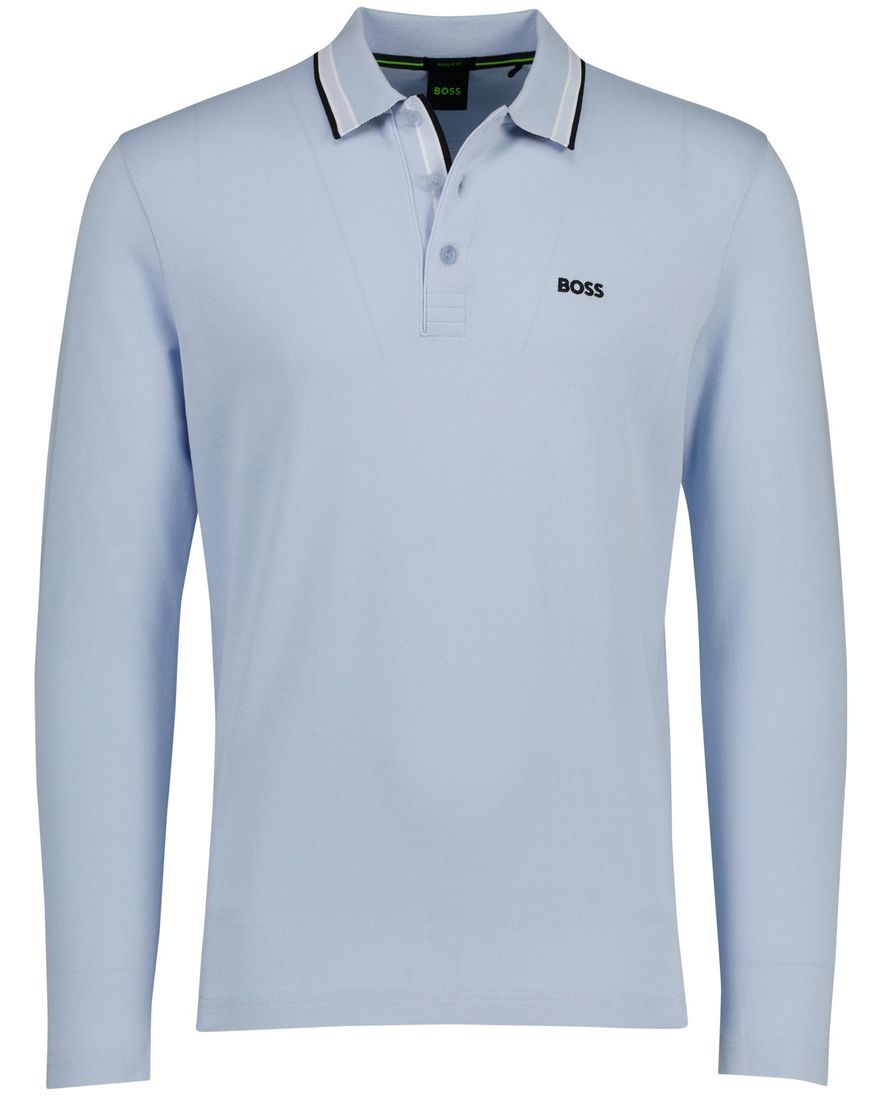 Boss Green Plisy blauw poloshirt pique logo