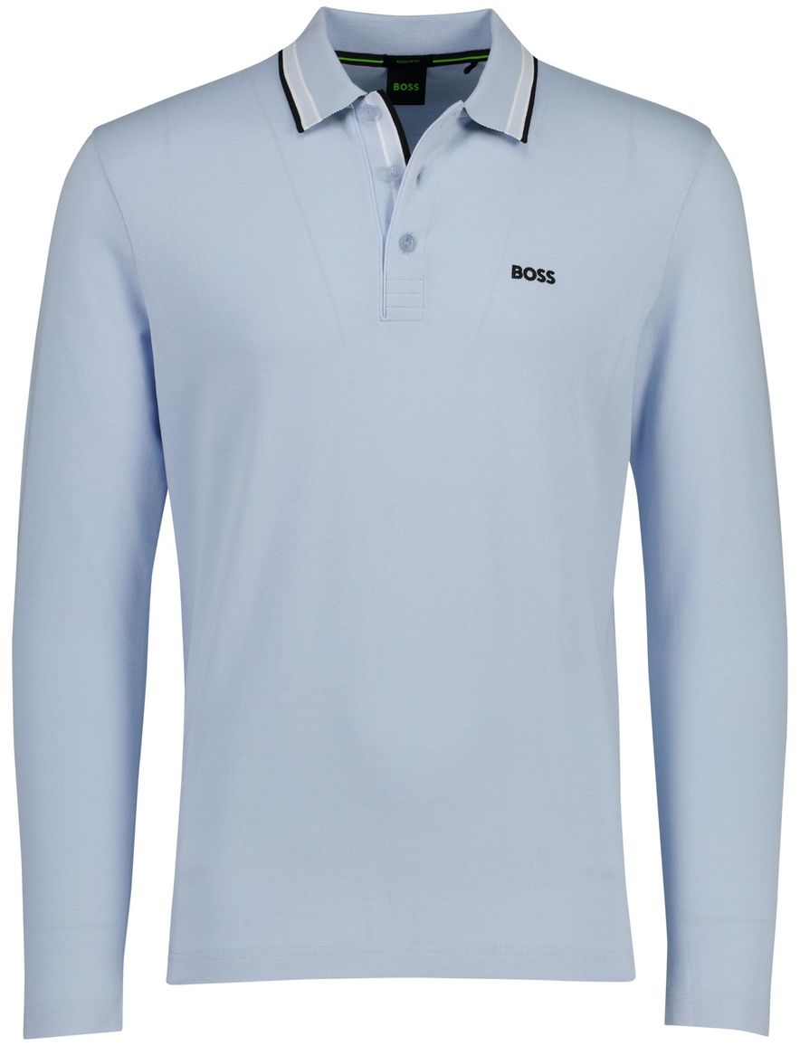Boss Green Plisy blauw poloshirt pique logo