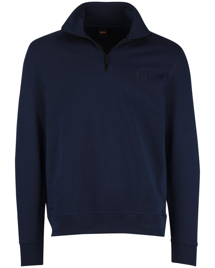 Donkerblauw Boss orange half zip trui