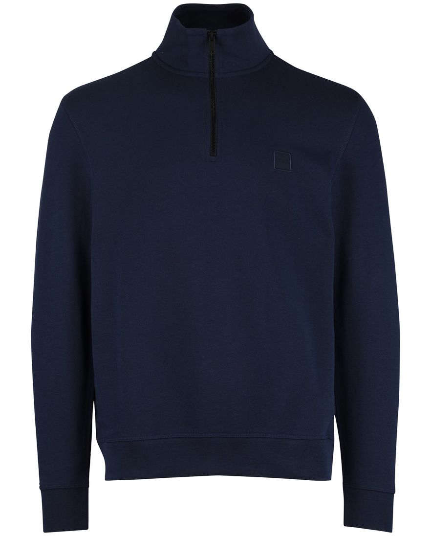 Donkerblauw Boss orange half zip trui