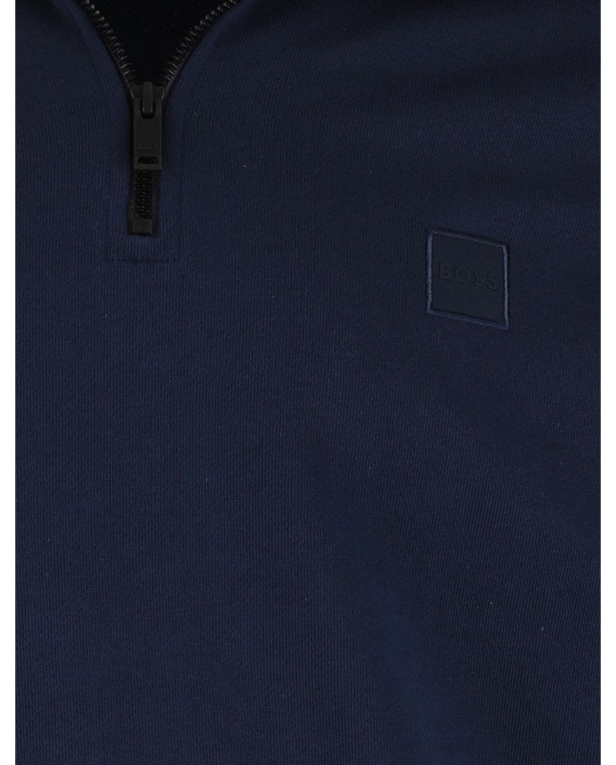 Donkerblauw Boss orange half zip trui