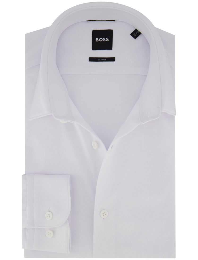 Wit BOSS Black overhemd P-Hank jersey slim fit zakelijk