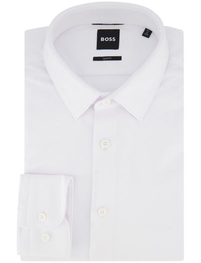 Hugo Boss Overhemd wit Boss Black P-Hank jersey semi-wide collar