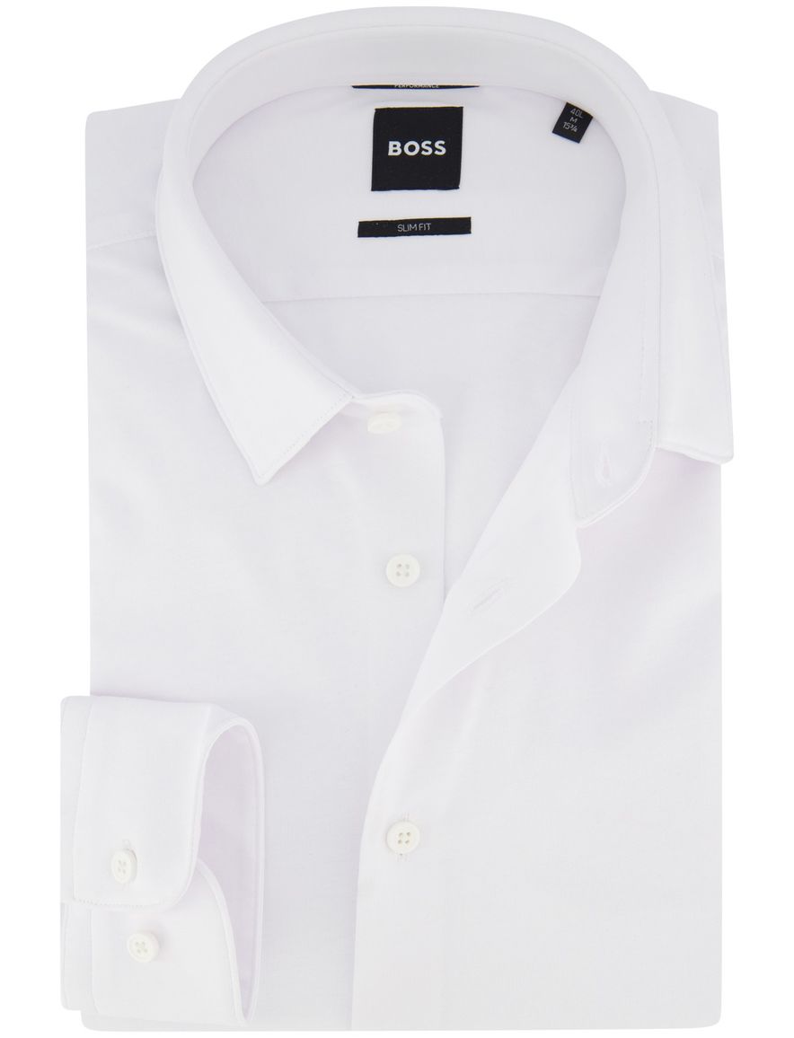 Overhemd wit Boss Black P-Hank jersey semi-wide collar