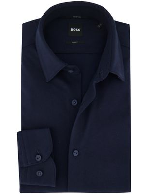 Hugo Boss Overhemd navy BOSS P-Hank mouwlengte 7 semi-wide collar slim fit