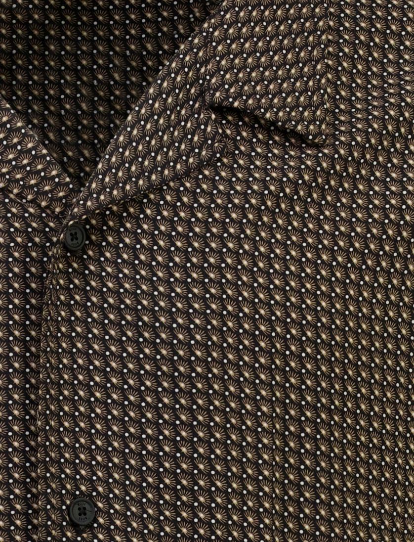 Zwart overhemd korte mouw BOSS Beach Black reverskraag