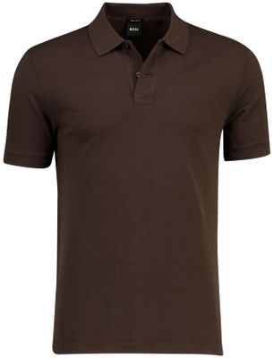 Hugo Boss Donkerbruin poloshirt Boss Black Pallas pique 2-knoops