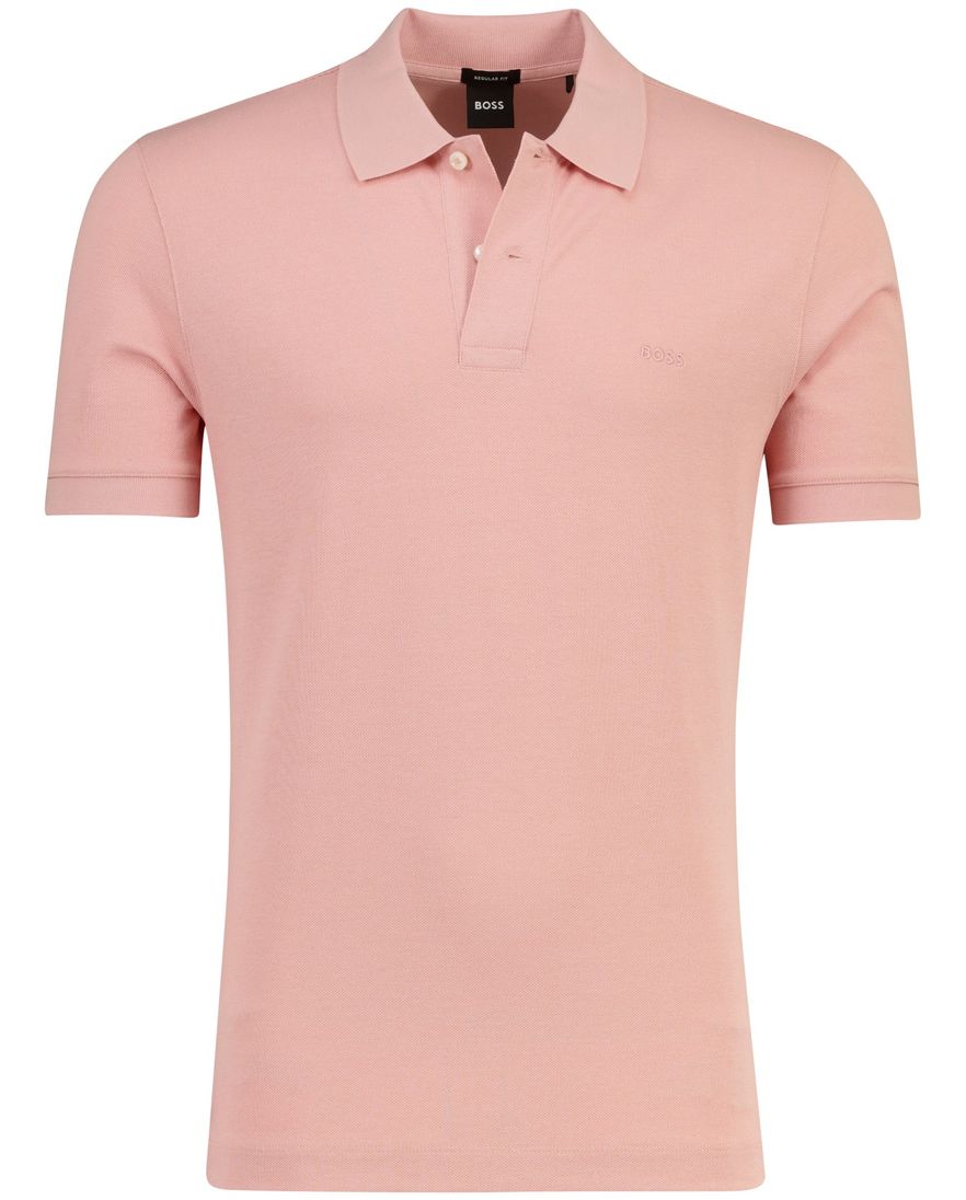 Poloshirt Boss Black Pallas pique roze katoen 2-knoops