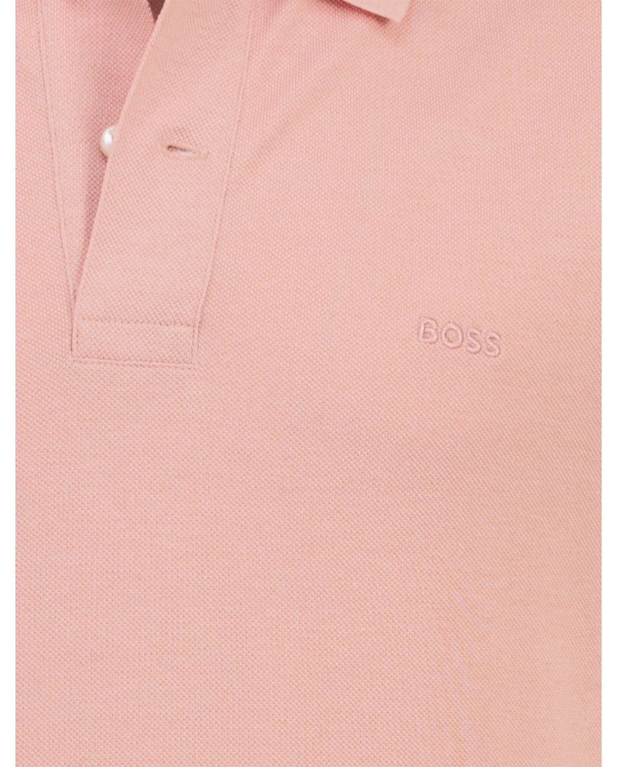 Poloshirt Boss Black Pallas pique roze katoen 2-knoops