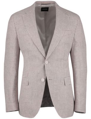 Hugo Boss beige wit geruit colbert Boss Black H-Hutson-262 linnen