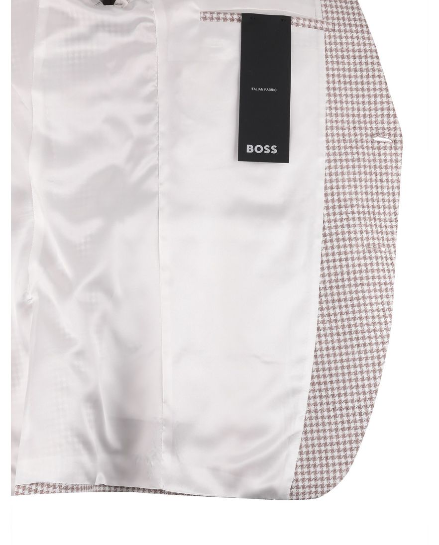 beige wit geruit colbert Boss Black H-Hutson-262 linnen