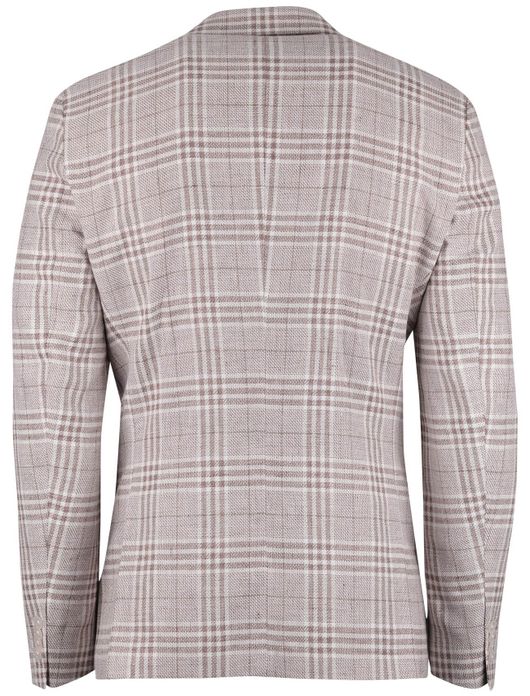 Boss H-Hutson-262 beige bruin colbert linnen geruit