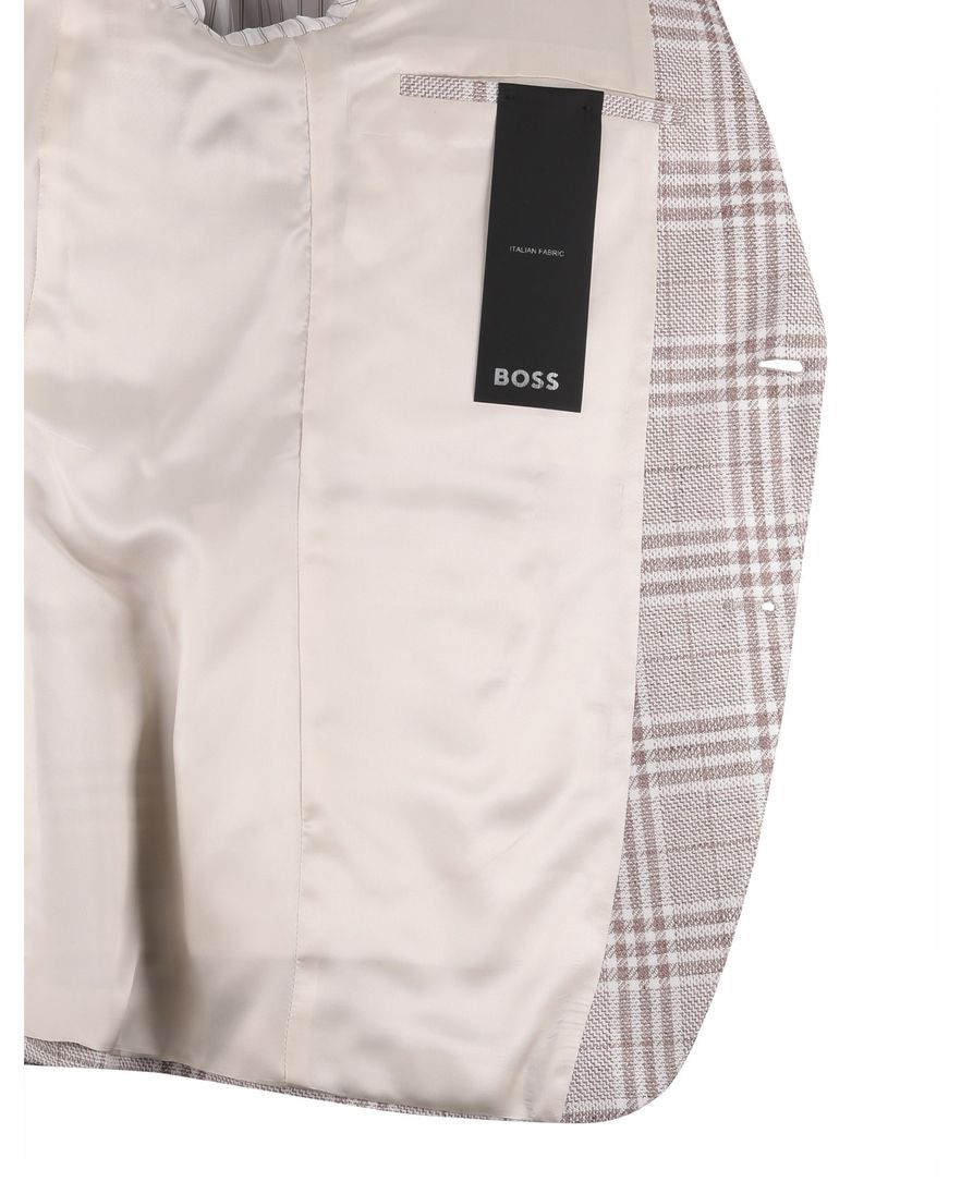 beige bruin geruit colbert Boss Black H-Hutson-262 linnen