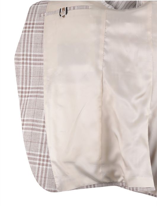 Boss H-Hutson-262 beige bruin colbert linnen geruit