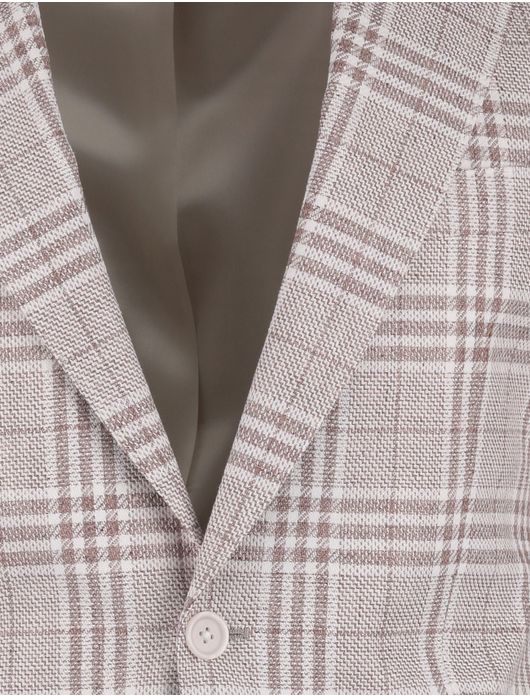 Boss H-Hutson-262 beige bruin colbert linnen geruit