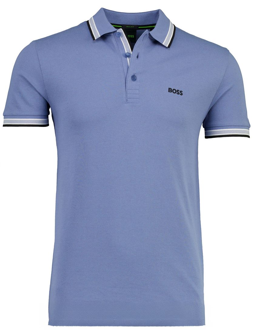 Korte mouw Paddy polo BOSS Green blauw 3-knoops