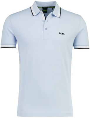 Hugo Boss Lichtblauwe poloshirt Boss Green Paddy korte mouw katoen