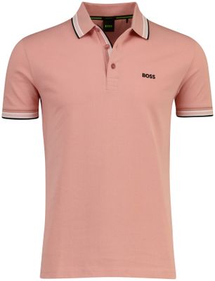 Hugo Boss Pasteloranje poloshirt Boss Green Paddy korte mouw pique 3-knoops