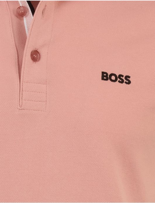 Boss Green poloshirt Paddy korte mouw 3-knoops pasteloranje