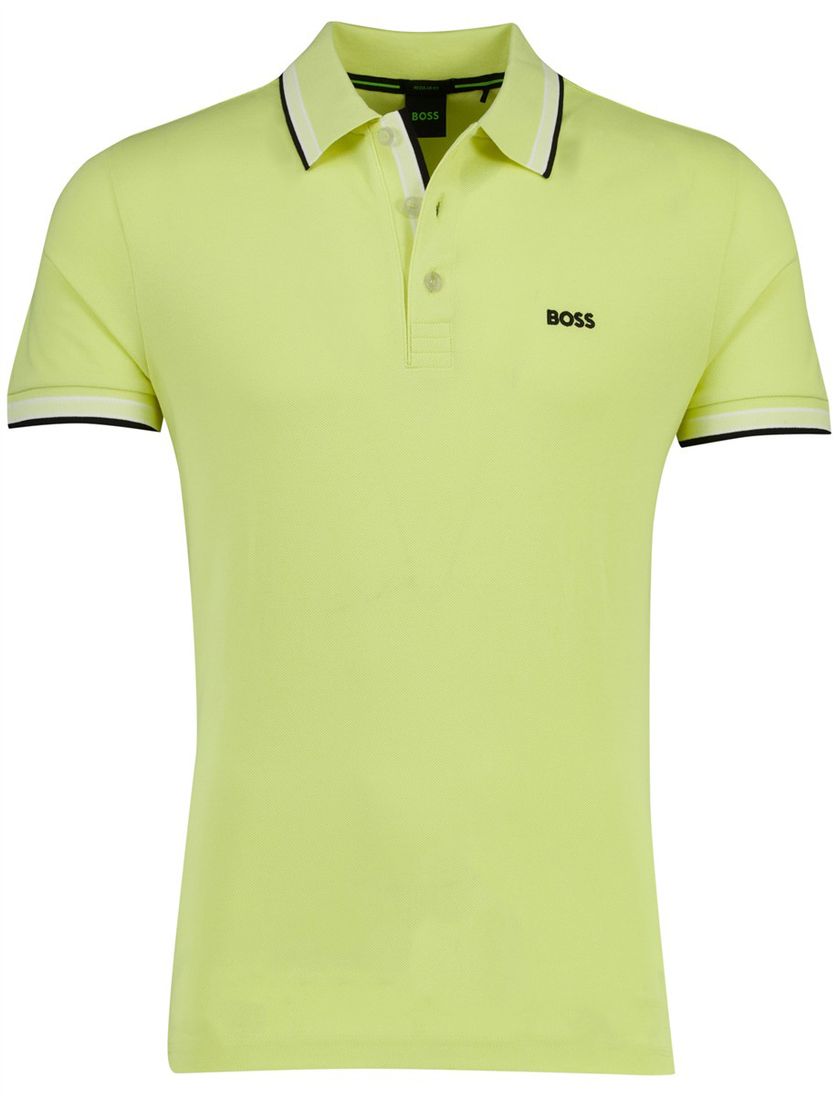 Korte mouw polo BOSS Green Paddy geel pique