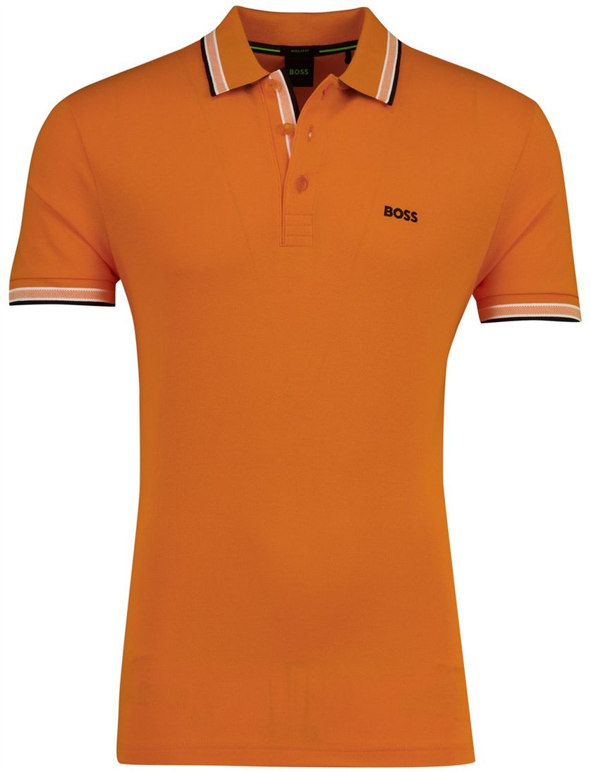 Korte mouw polo BOSS Green Paddy oranje pique
