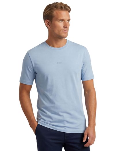 Hugo Boss Lichtblauwe t-shirt Boss Orange T chup ronde hals