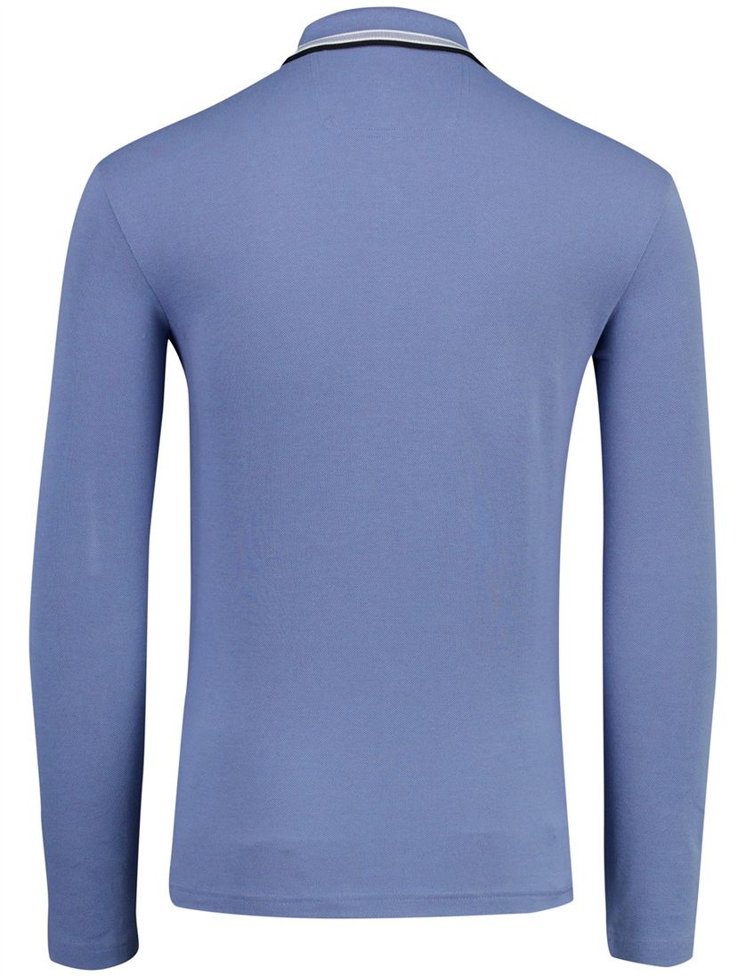 Lange mouw Plisy polo BOSS Green blauw 3-knoops